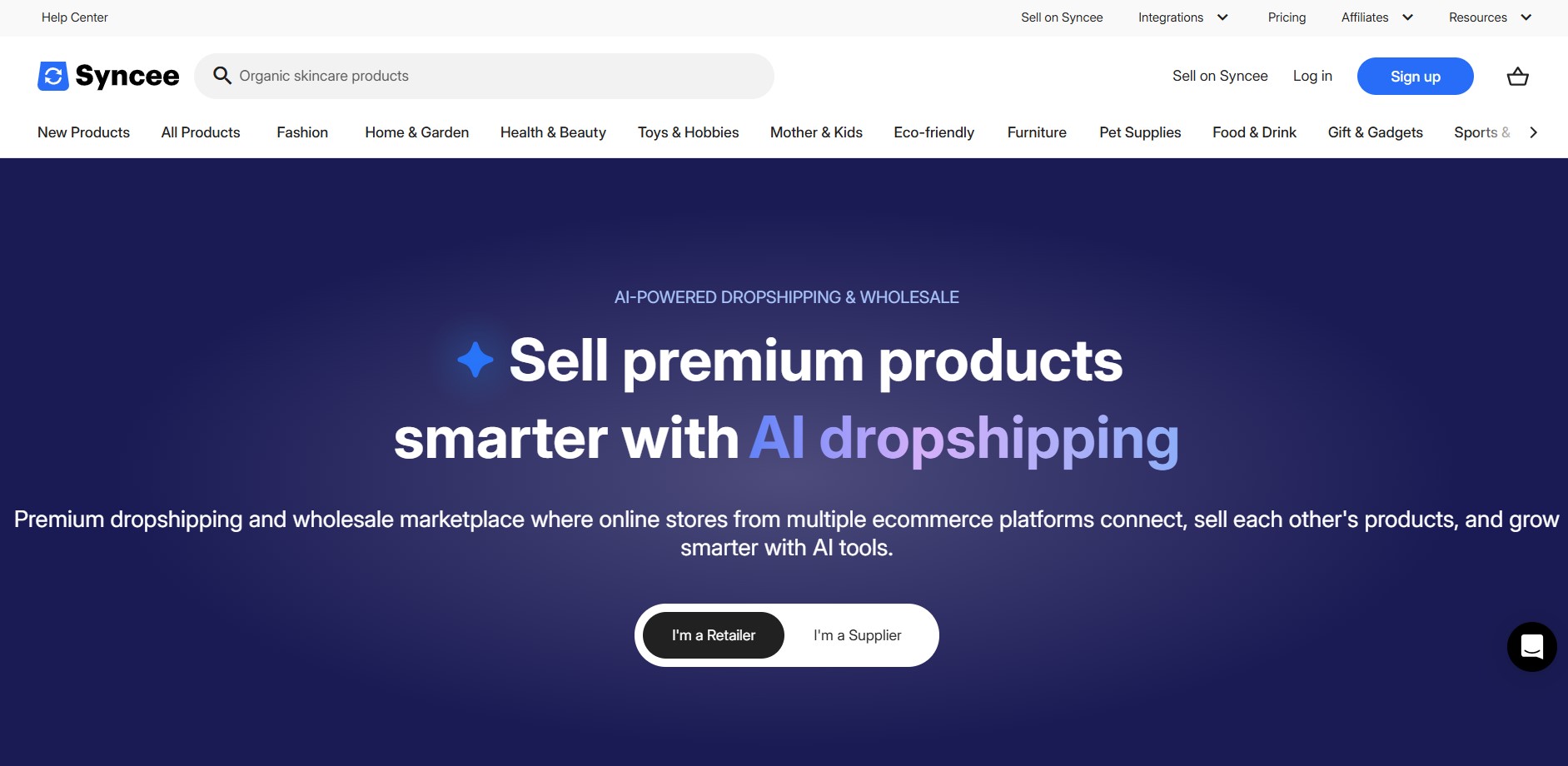 Amazon dropshipping suppliers: Syncee home page