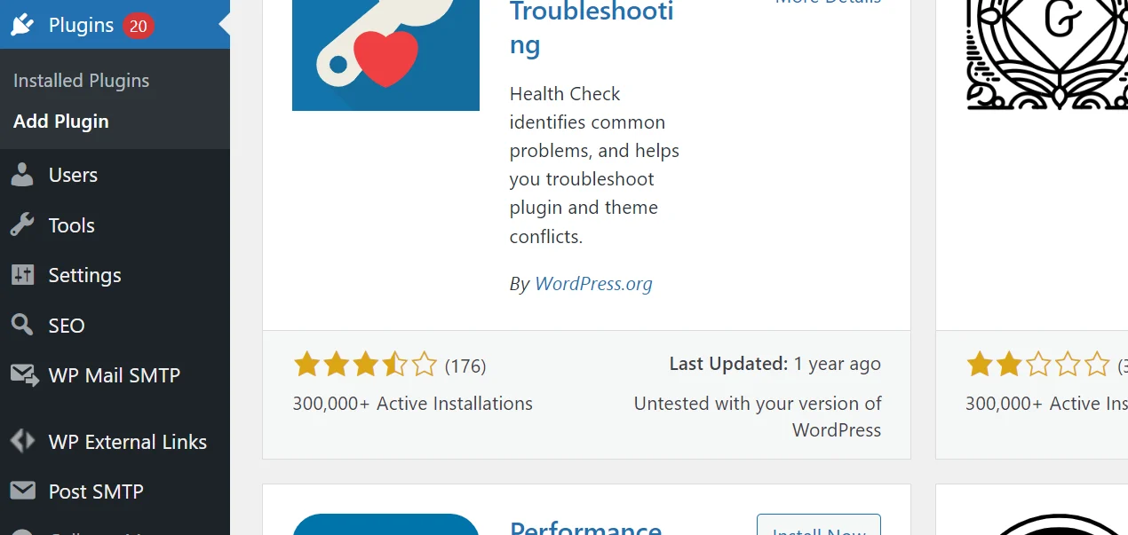 WooCommerce product recommendations: A computer screen shows the WordPress admin dashboard with the Plugins menu open, displaying plugins, ratings, number of active installations, and update information.