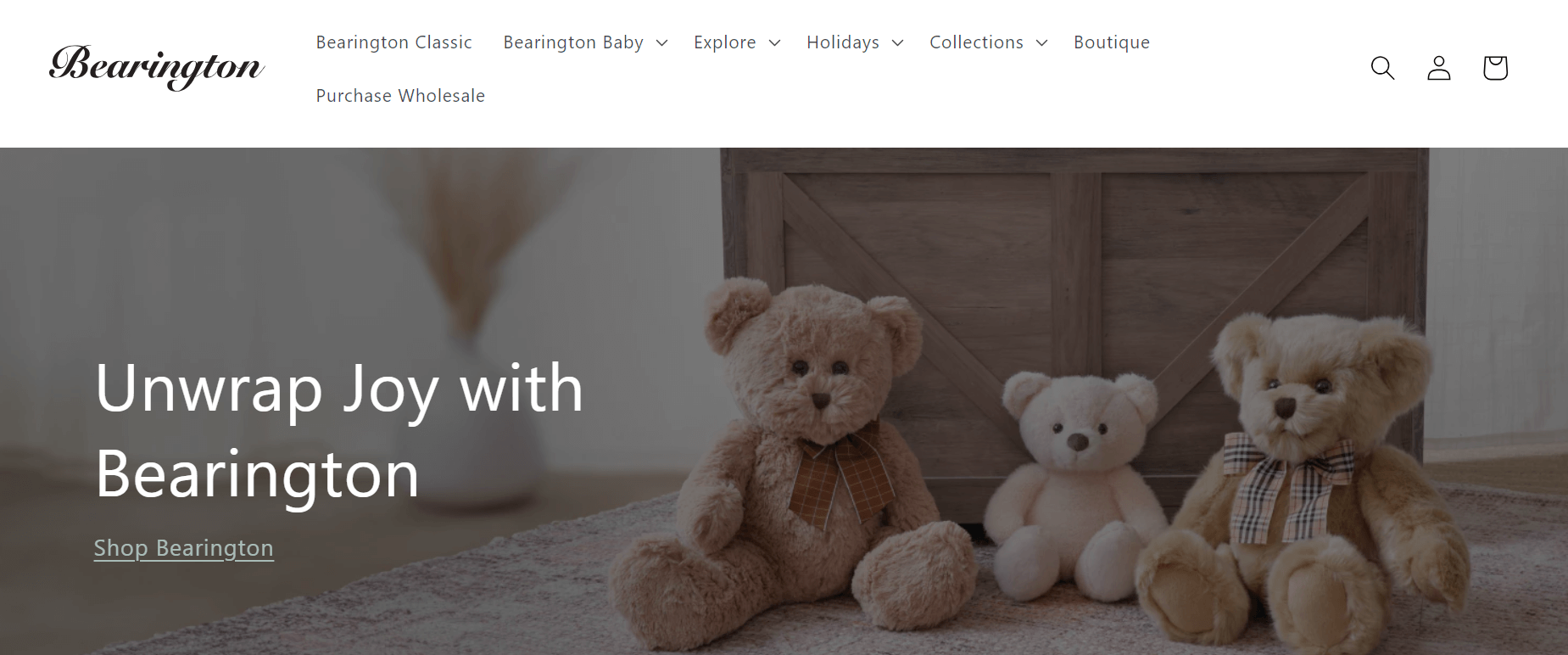 Shopify toy store: Bearington home page