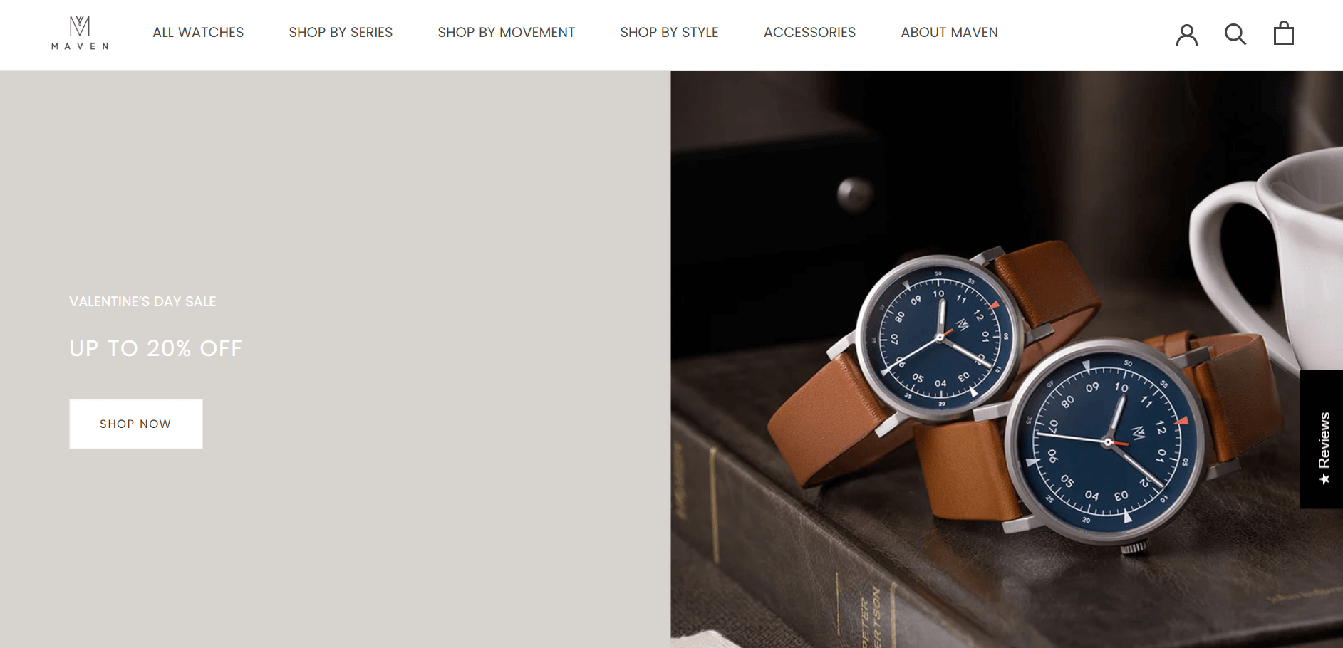 Shopify watch store: Maven Watches home page