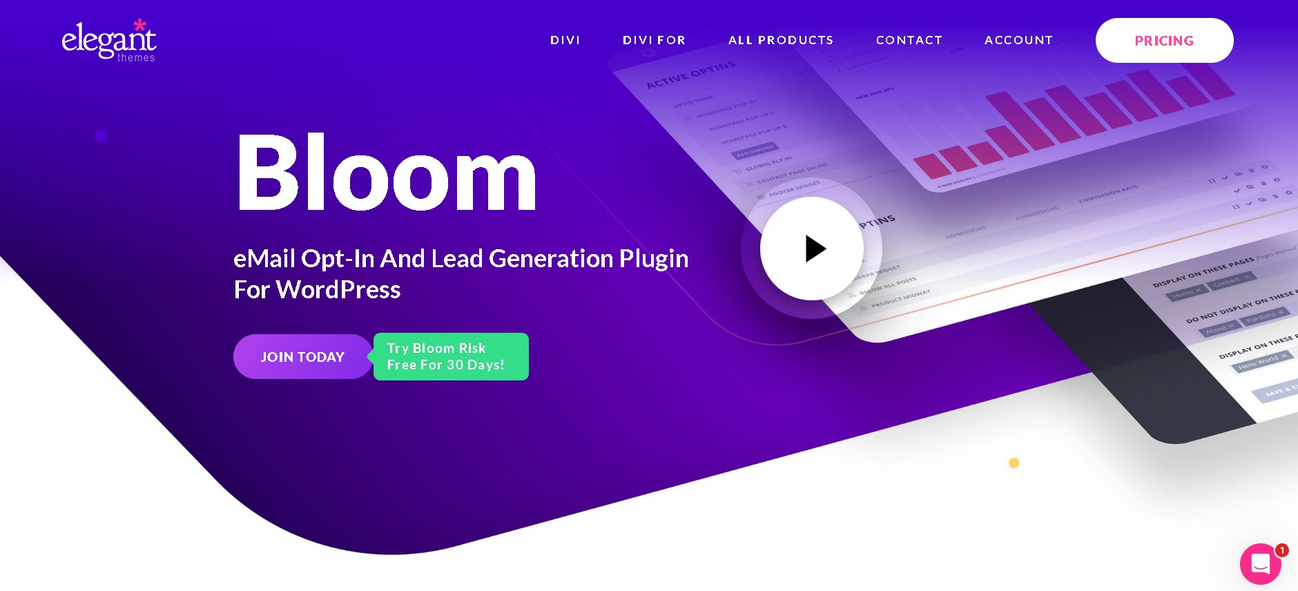Bloom popup plugin by Elegant Themes showing template library