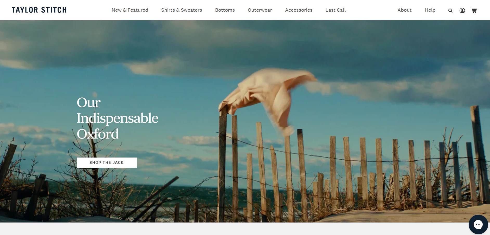 Shopify clothing stores: Taylor Stitch home page