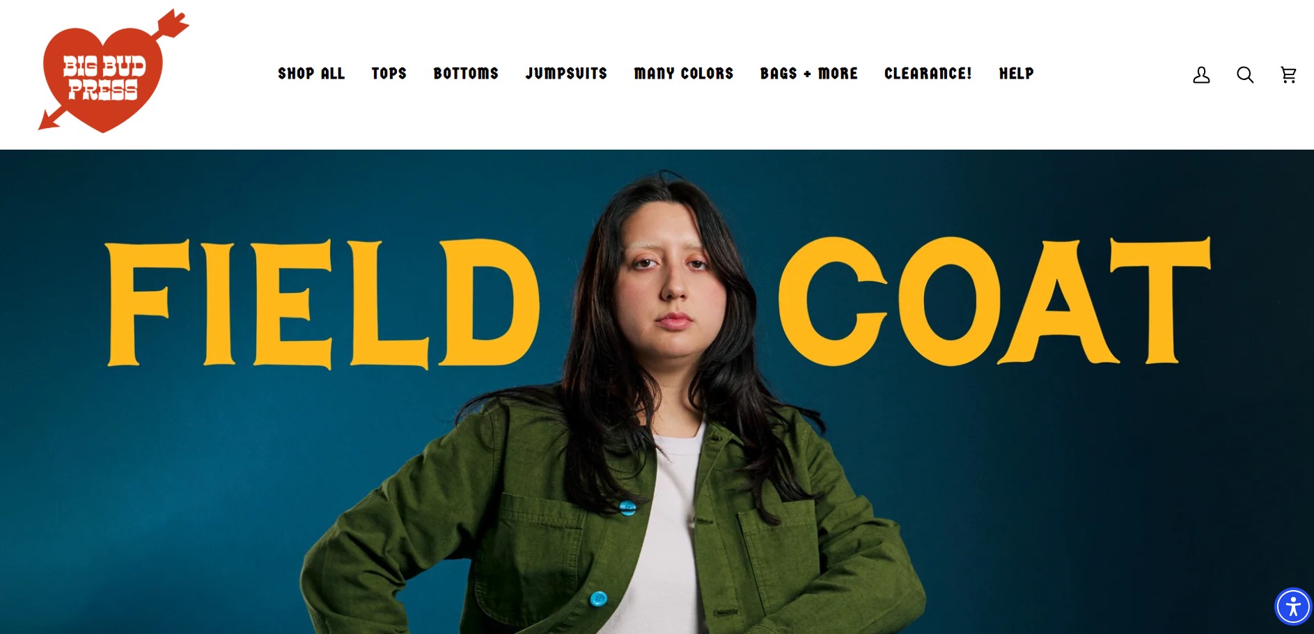 Shopify clothing stores: Big Bud Press home page