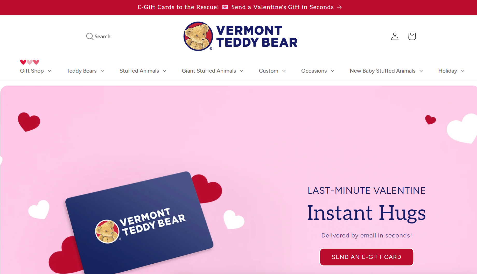 Shopify toy store: Vermont Teddy Bear home page