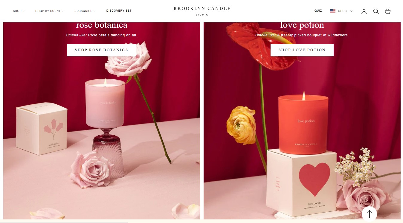 Shopify candle store: Brooklyn Candle Studio home page