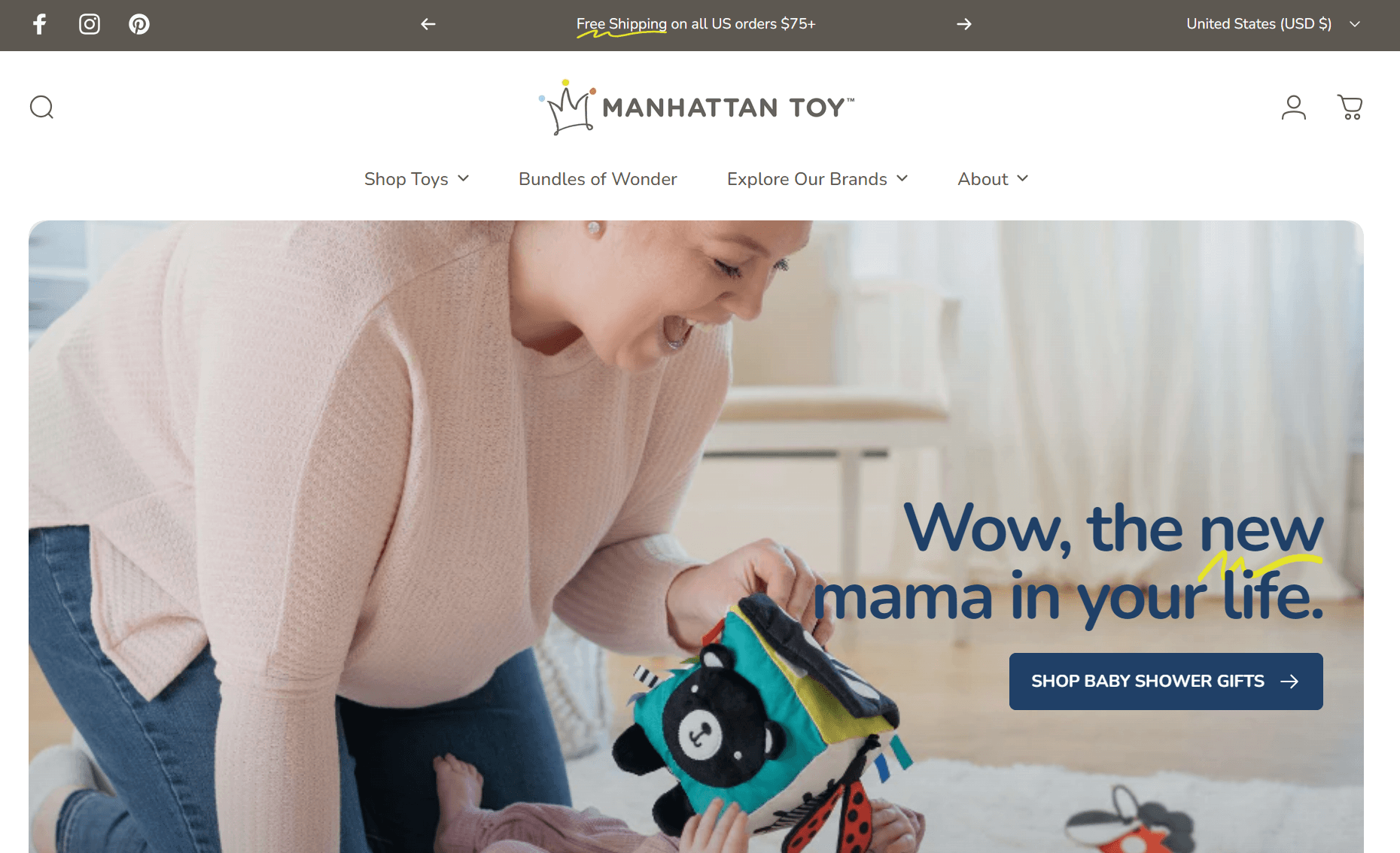 Shopify toy store: Manhattan Toy home page
