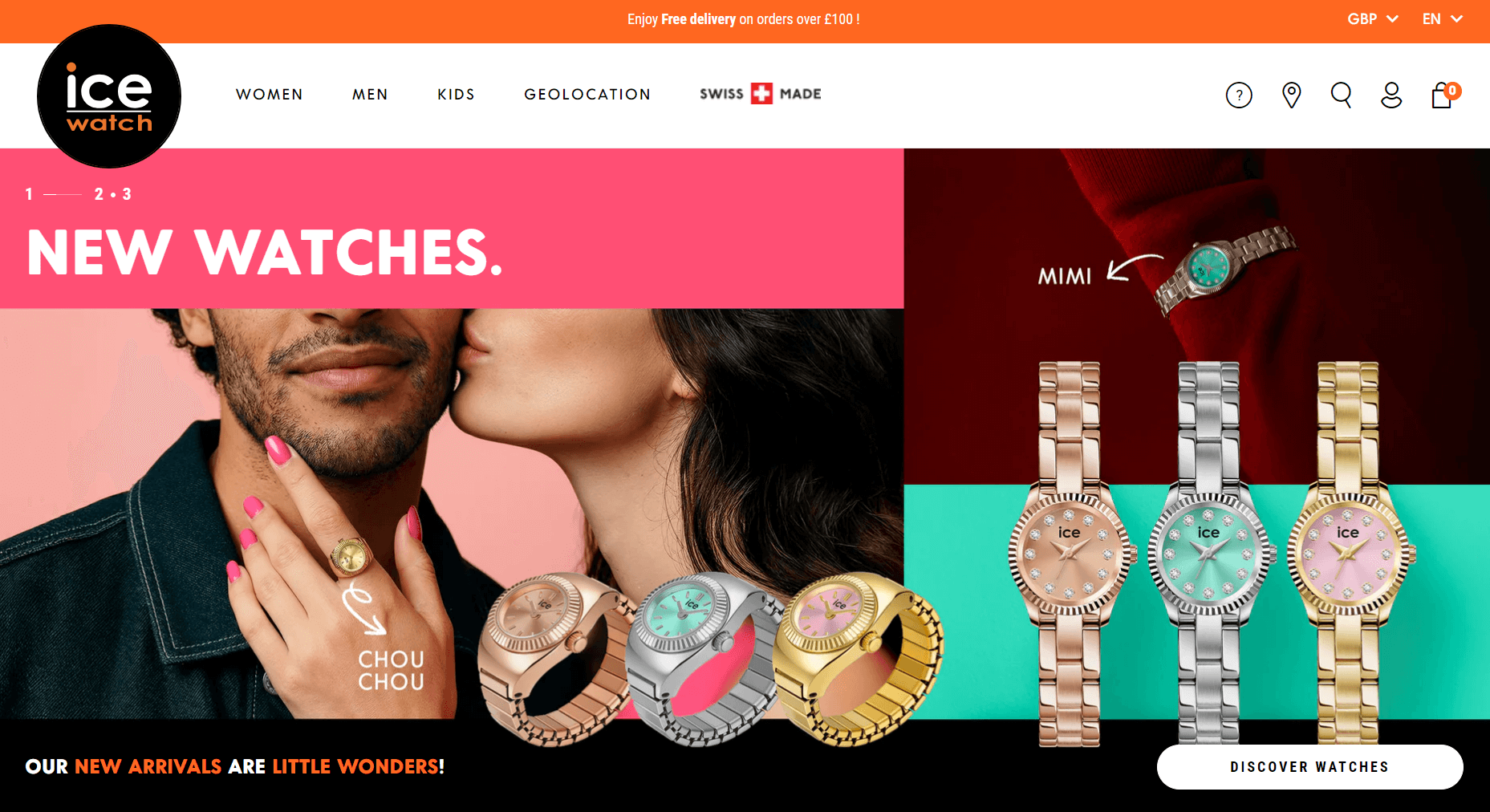 Shopify watch store: Ice Watch home page