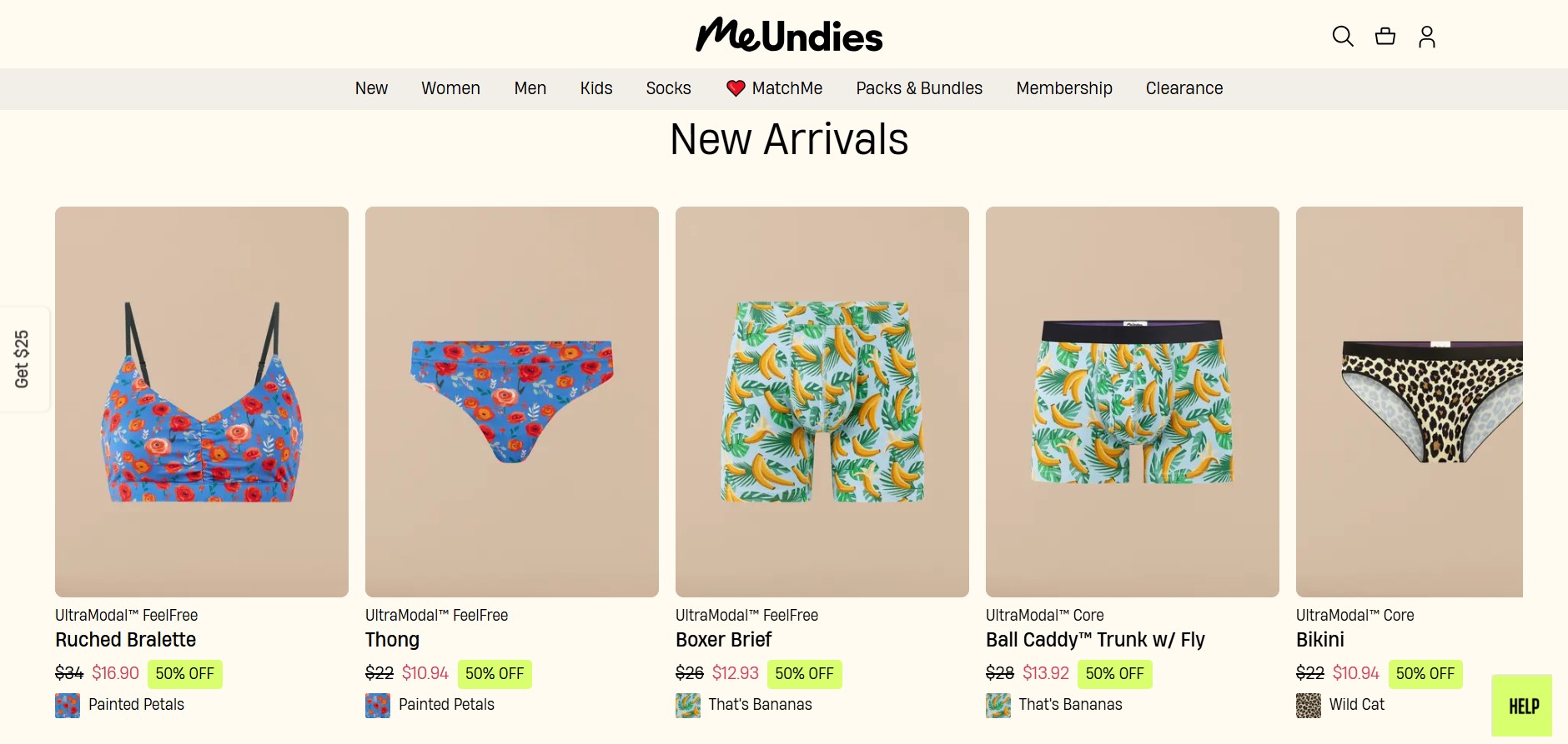 Shopify clothing stores: MeUndies home page