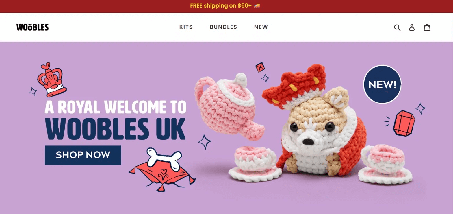 Shopify toy store: Woobles home page