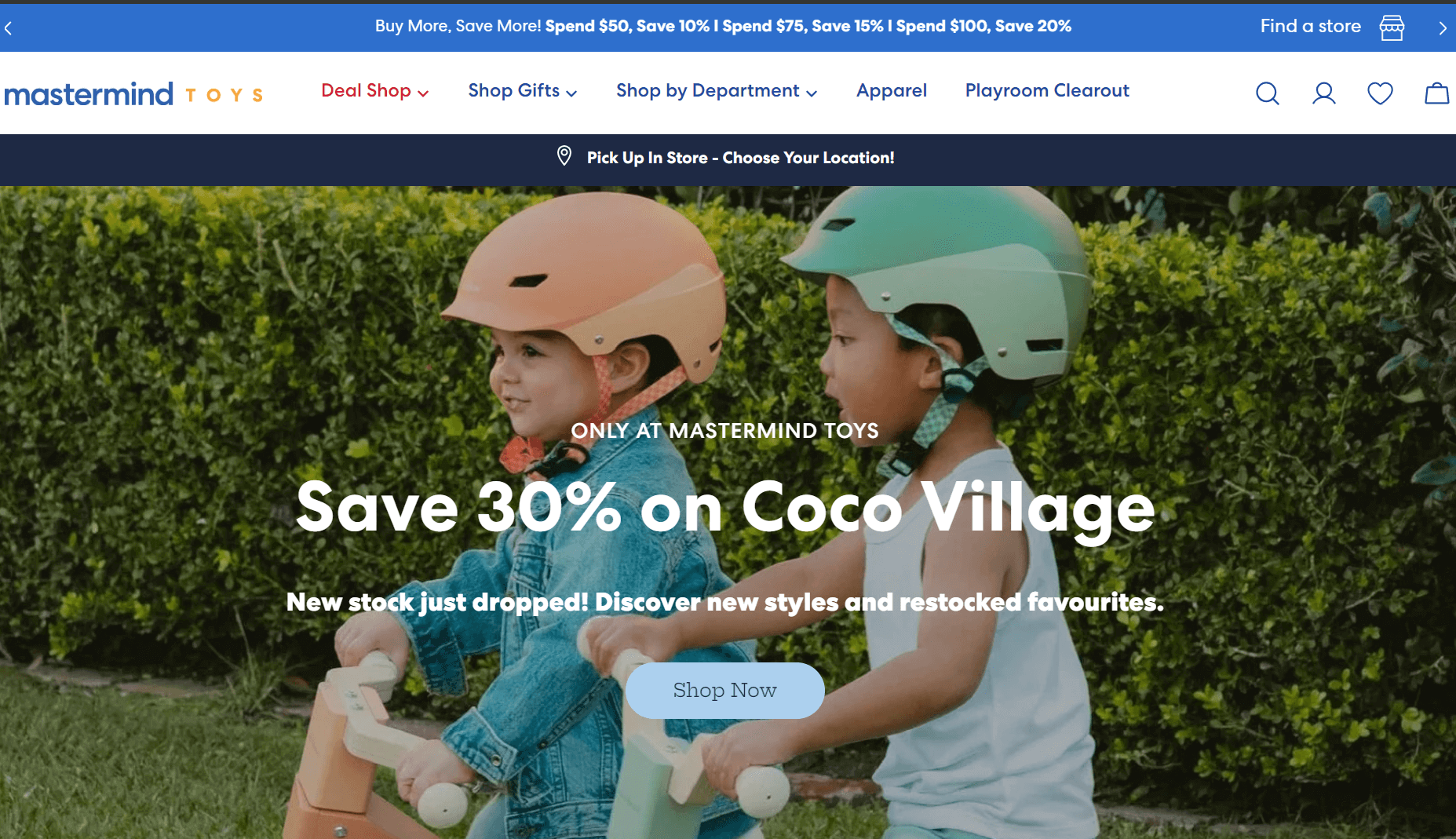 Shopify toy store: Mastermind Toys home page