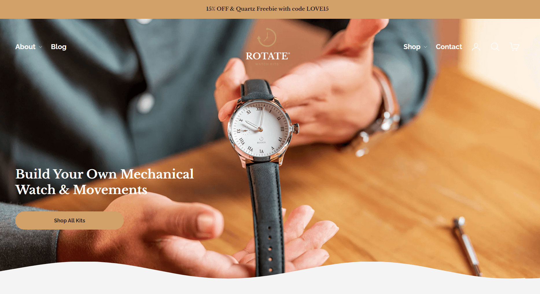 Shopify watch store: Rotate Watches home page