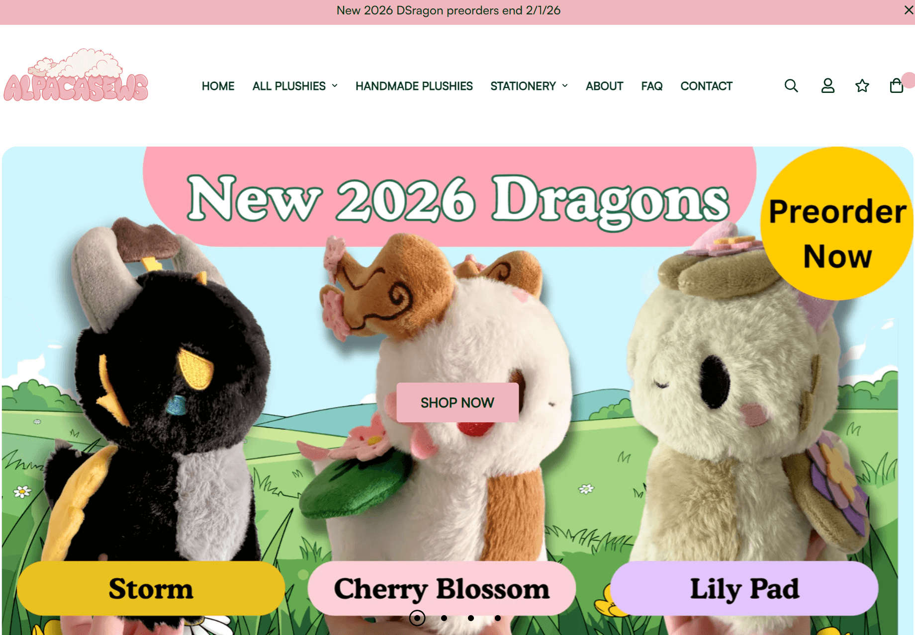 Shopify toy store: Alpacasews Plushies home page