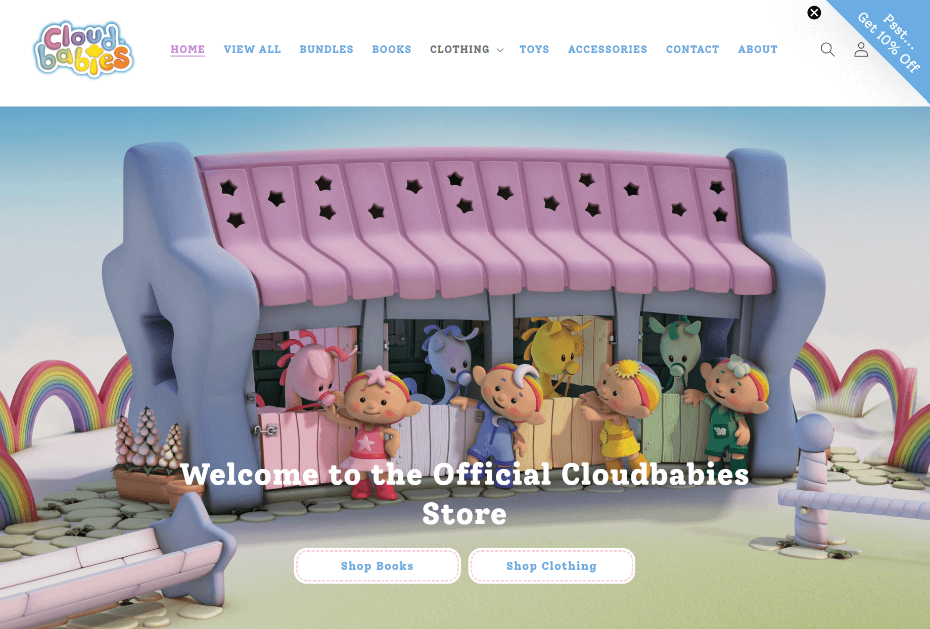 Shopify toy store: Cloudbabies home page