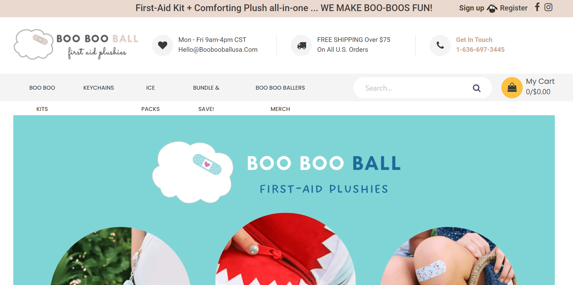 Shopify toy store: Boo Boo Ball home page