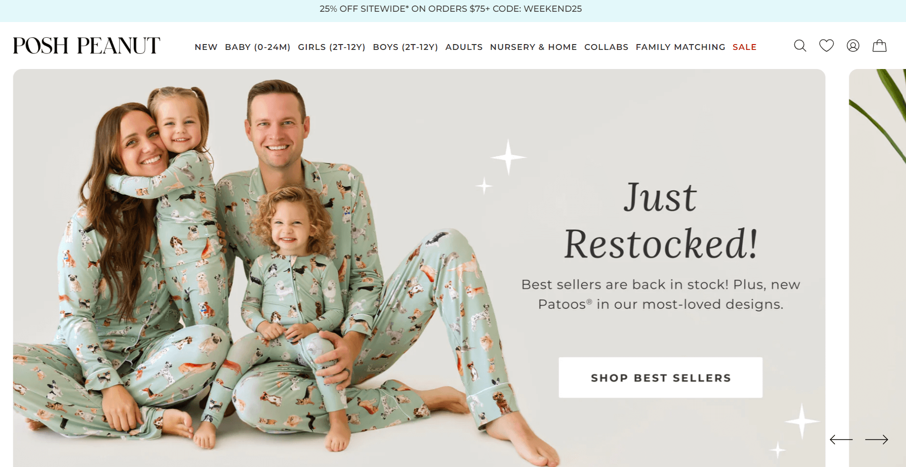 Shopify baby store: Posh Peanut home page