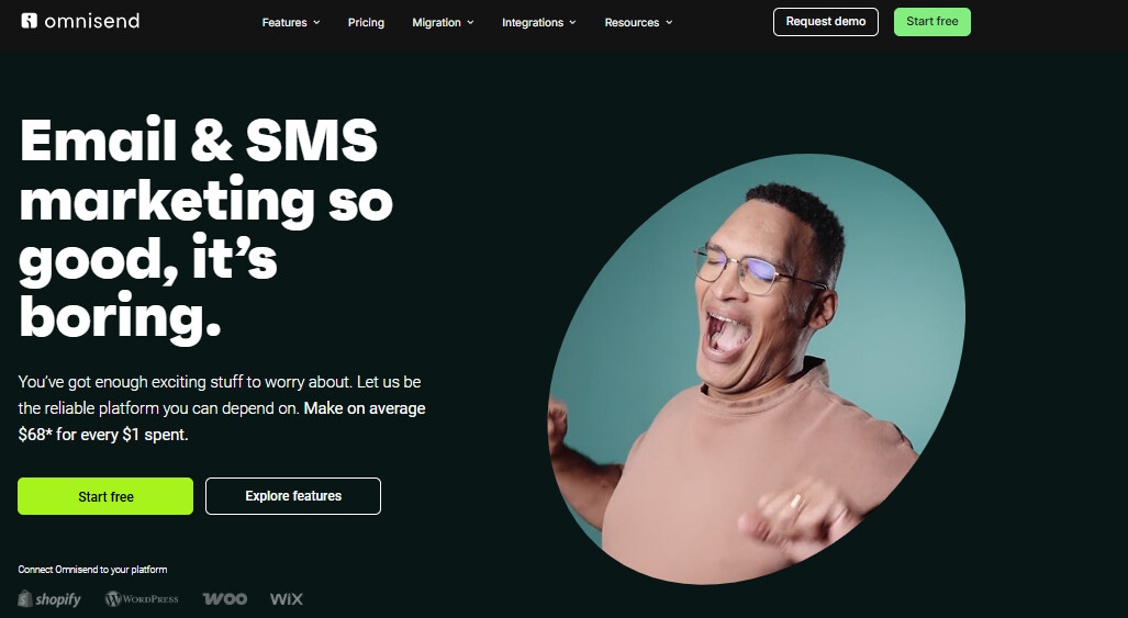 Transactional email: Omnisend home page