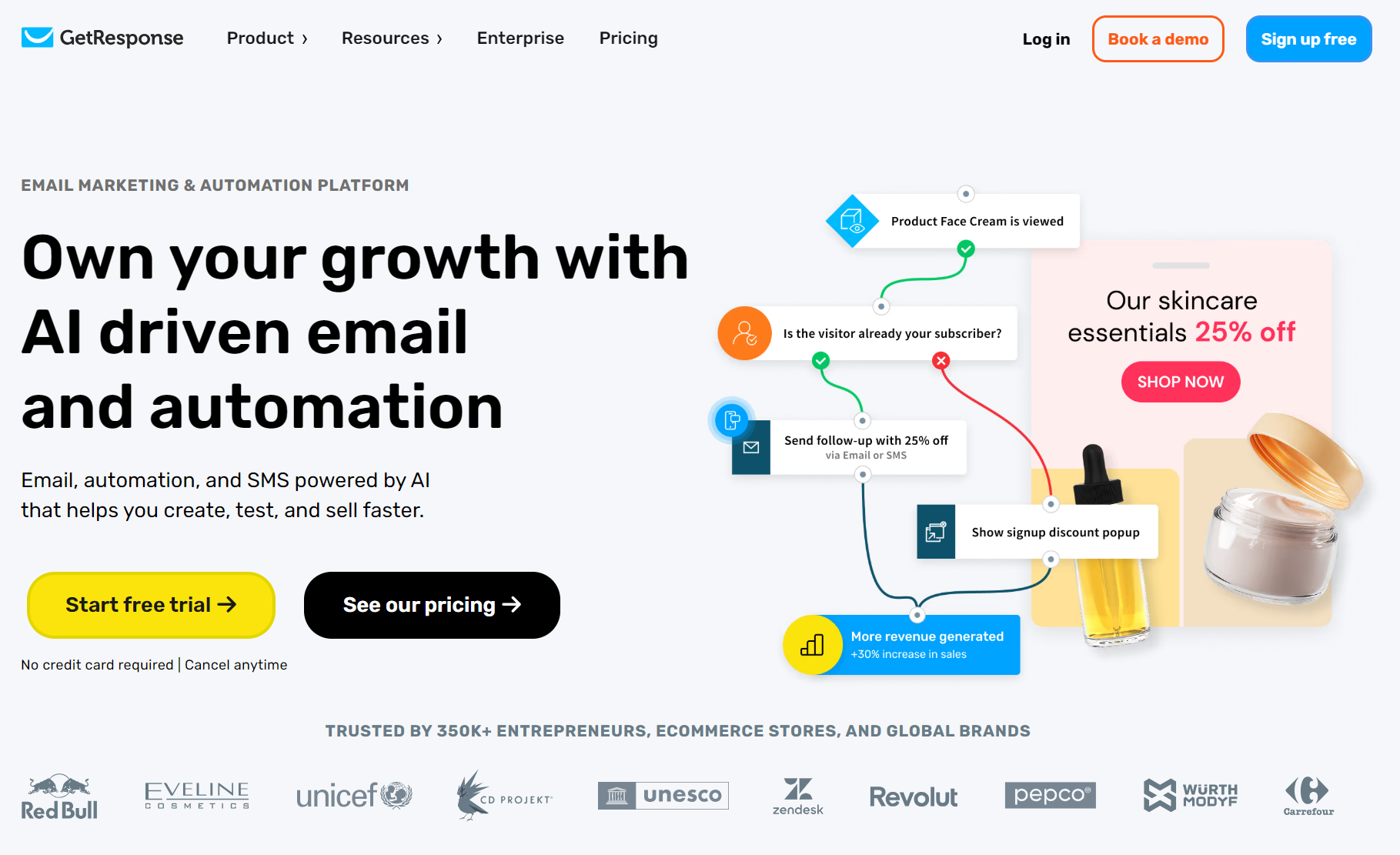 Brevo alternatives: GetResponse home page