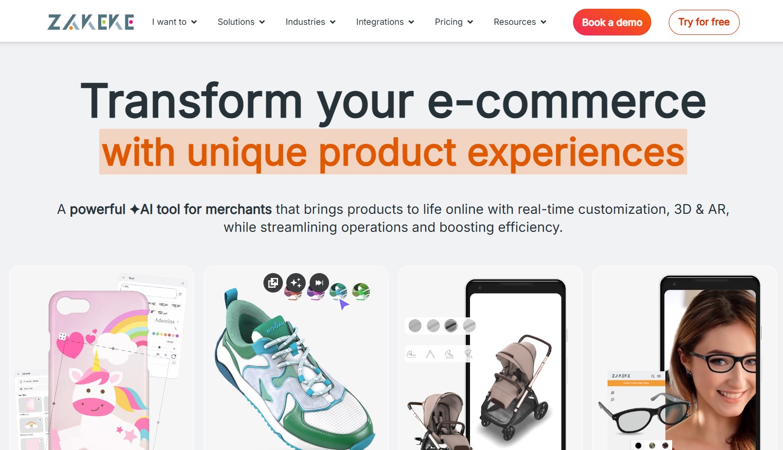 Shopify personalized products: Zakeke home page
