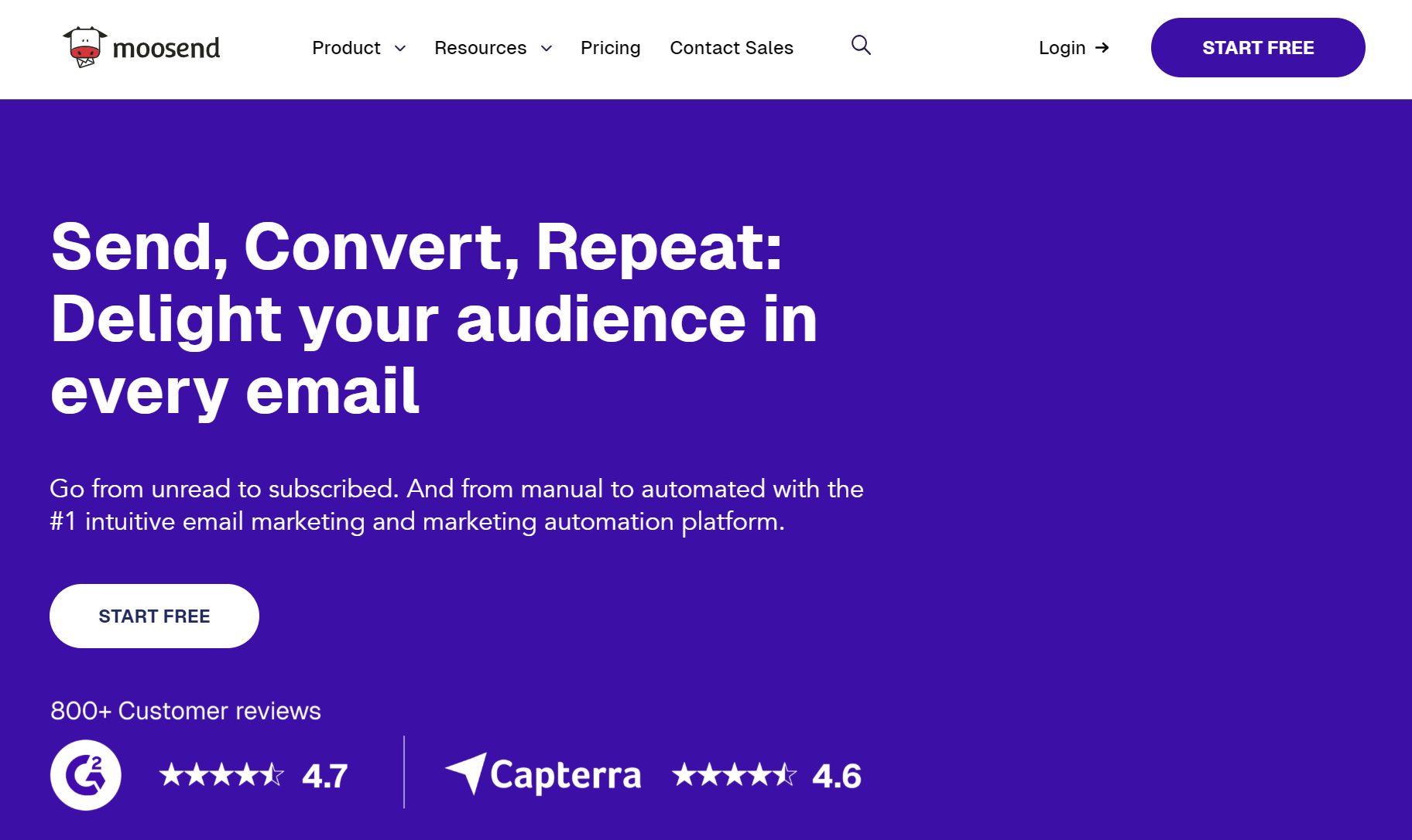 Brevo alternatives: Moosend home page