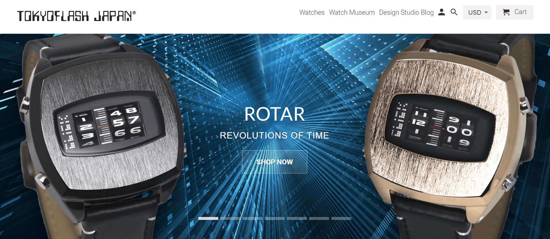 Shopify watch store: Tokyoflash Japan home page