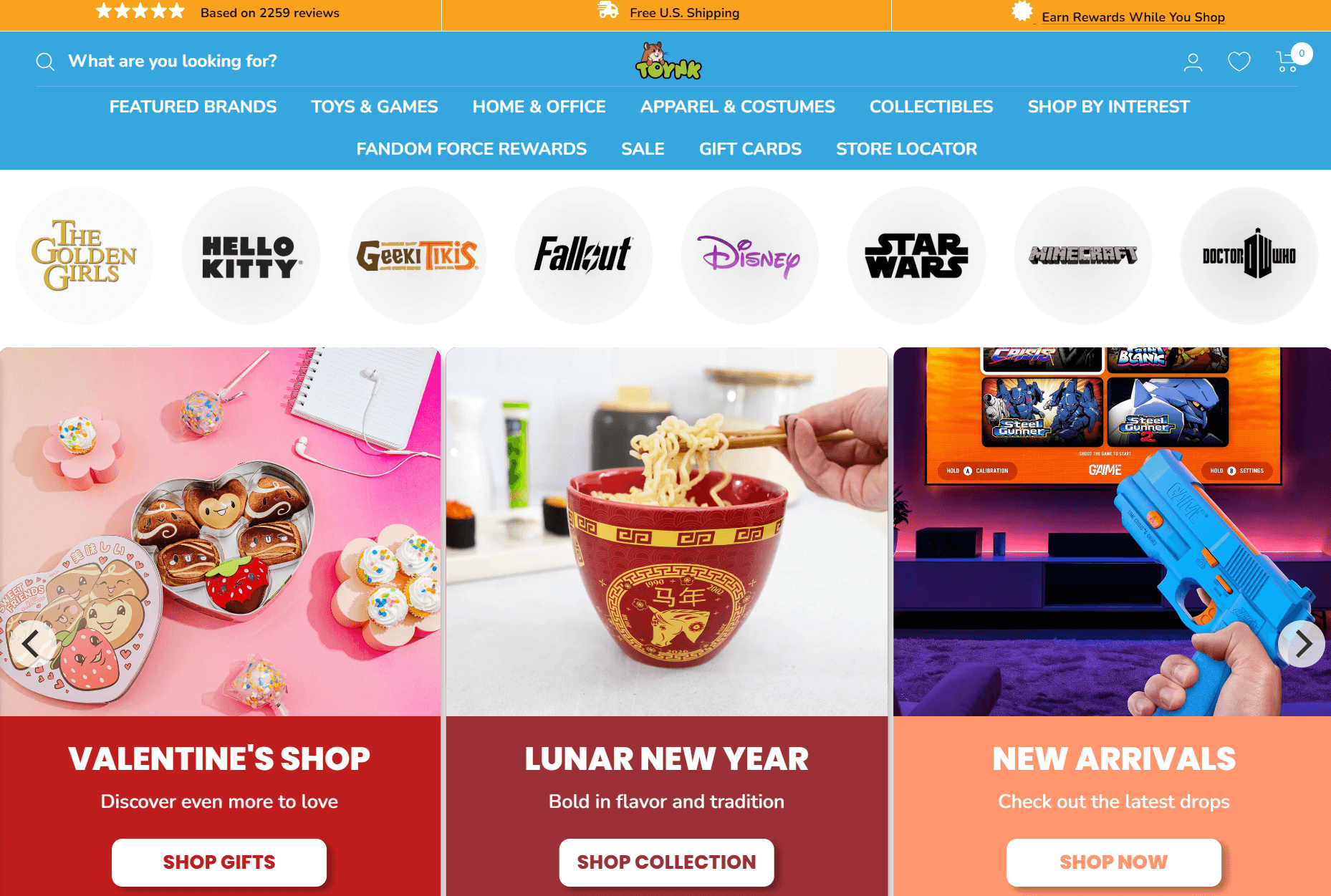 Shopify toy store: Toynk Toys home page