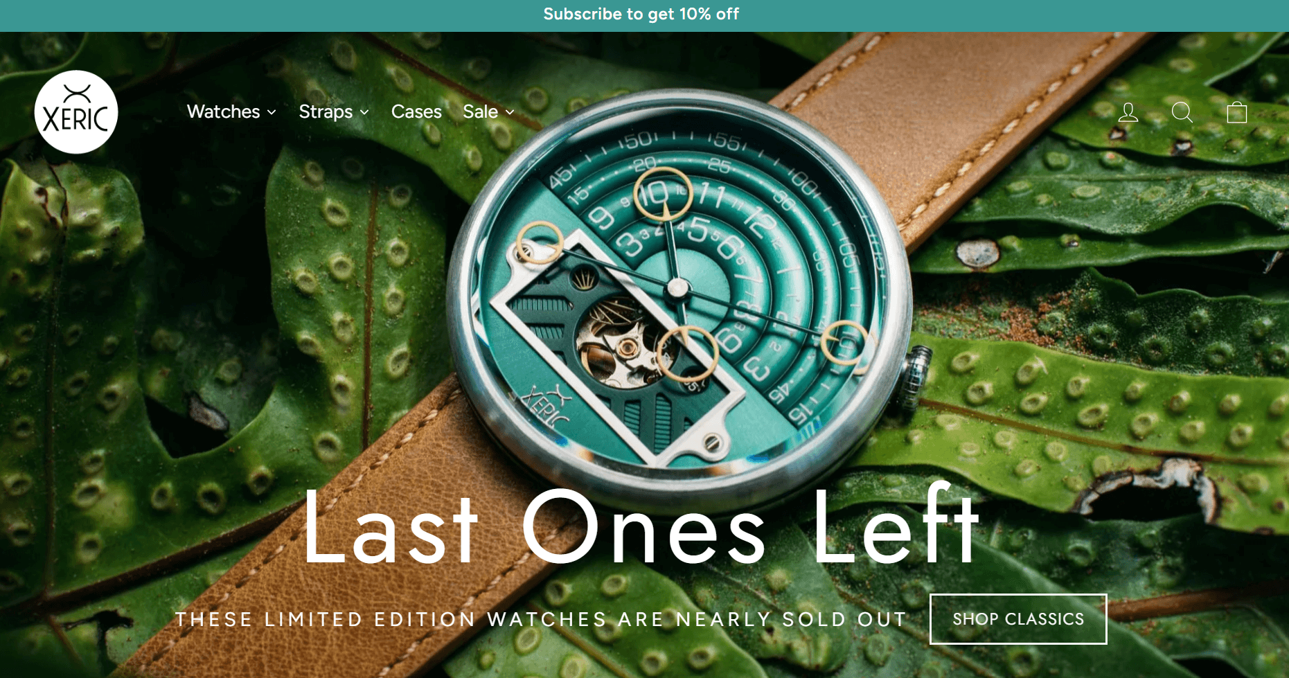 Shopify watch store: Xeric home page