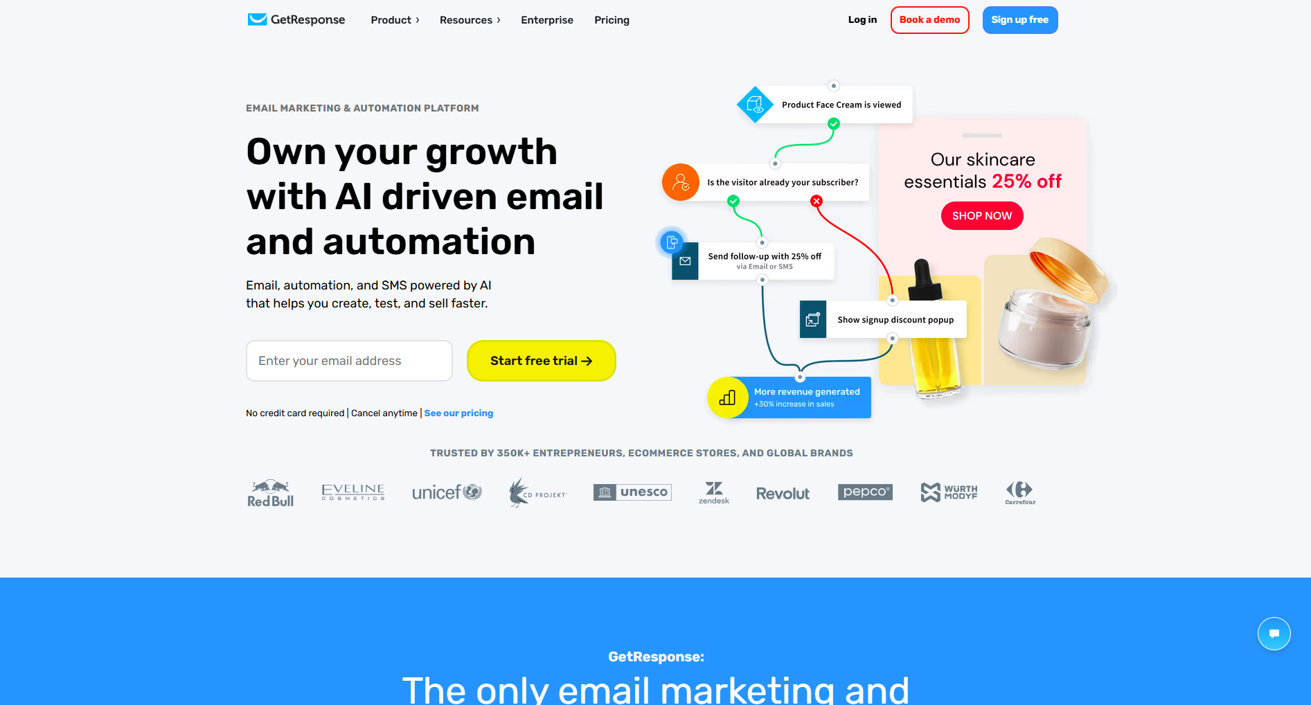 Klaviyo alternatives: GetResponse home page