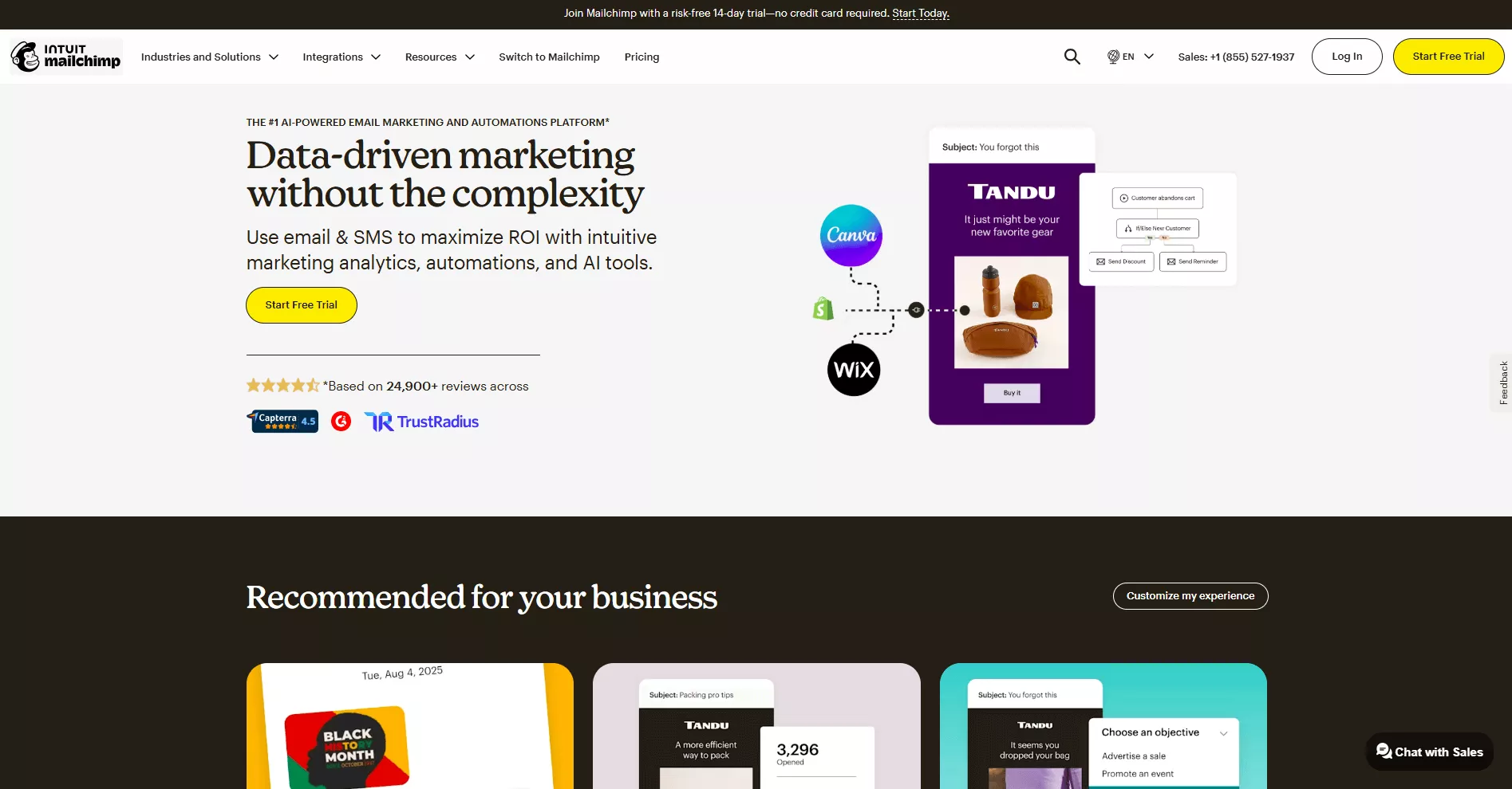 Klaviyo alternatives: Mailchimp home page