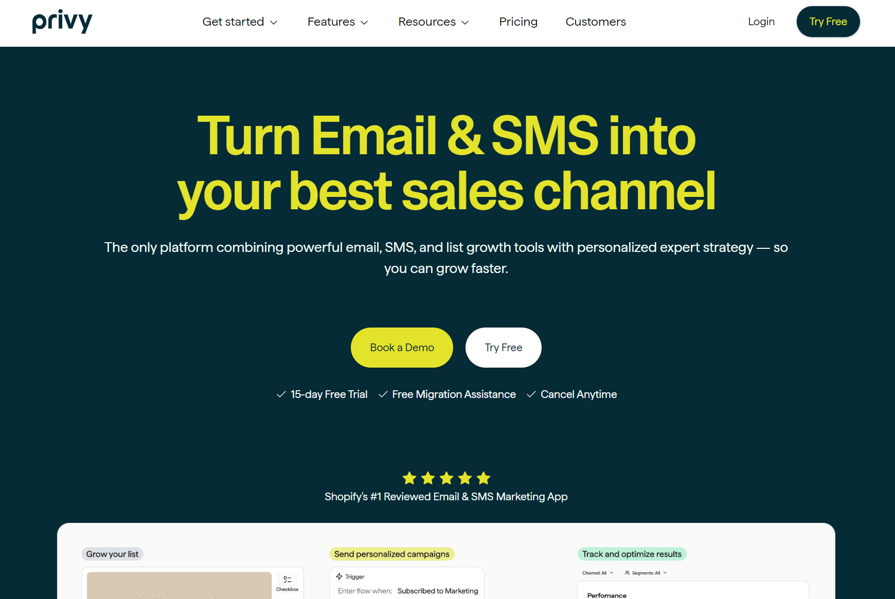 Email automation: Privy home page