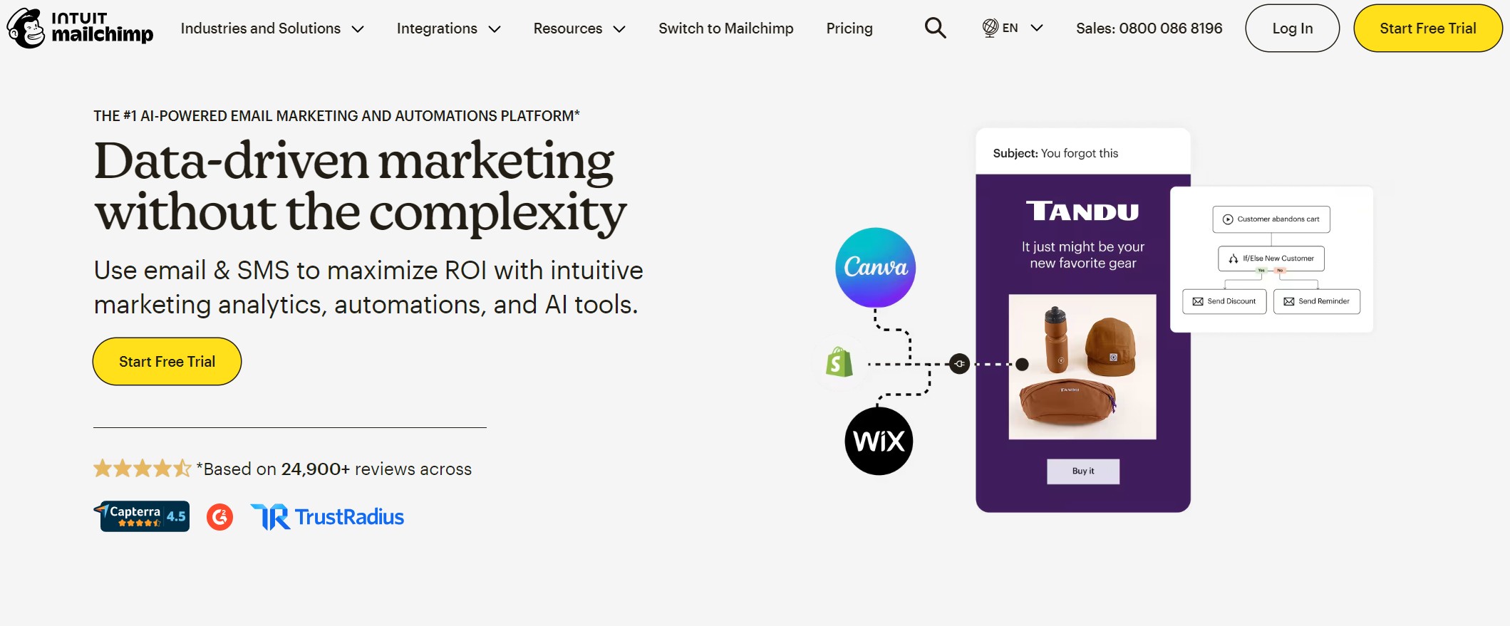 Email marketing campaign: Mailchimp home page