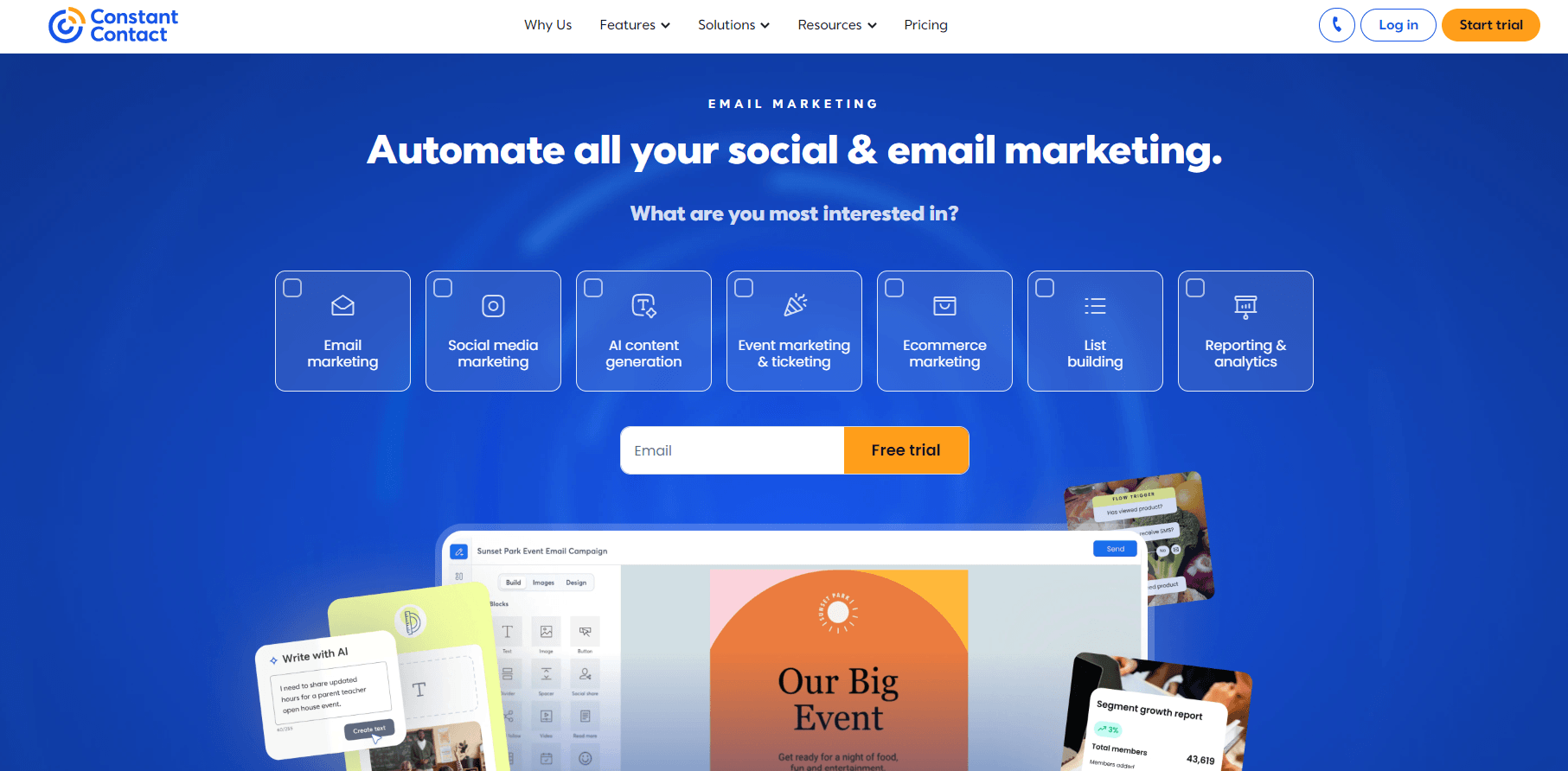 Mailchimp alternatives: Constant Contact home page