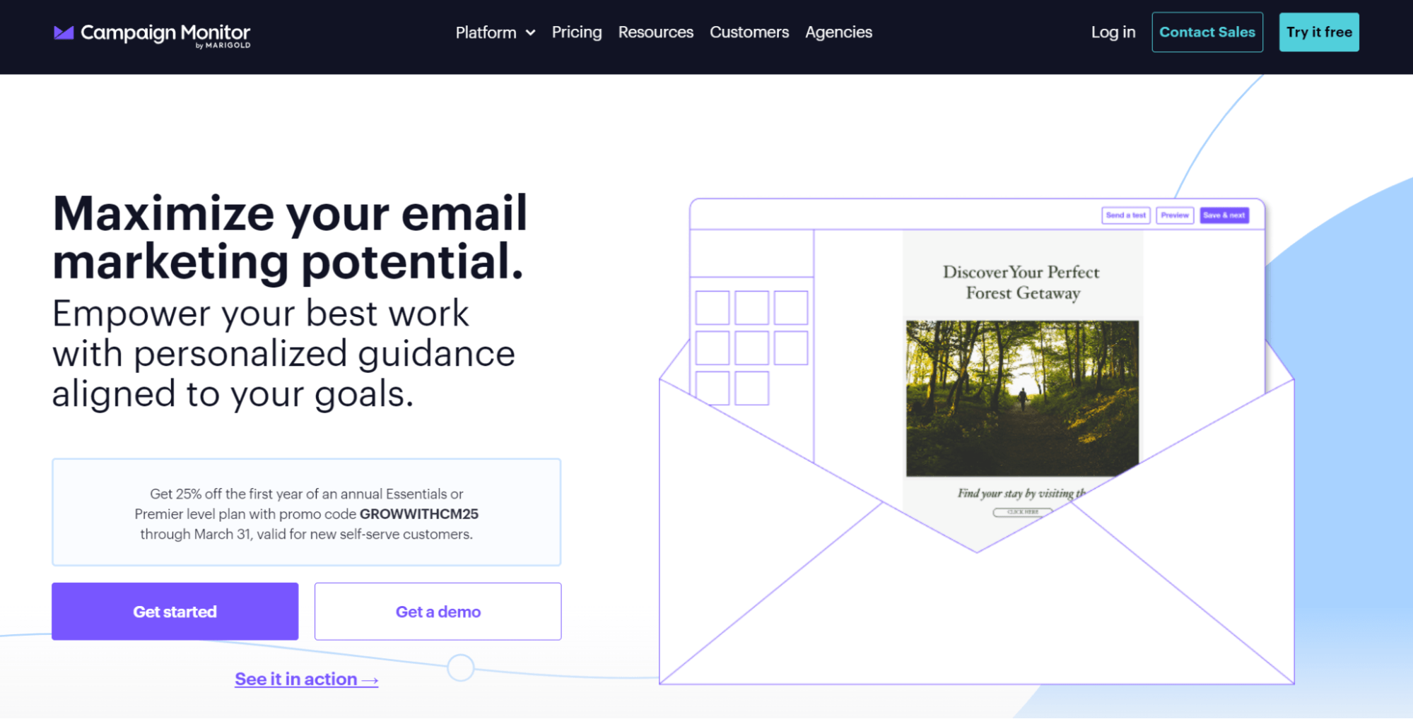 Mailchimp alternatives: Campaign Monitor home page