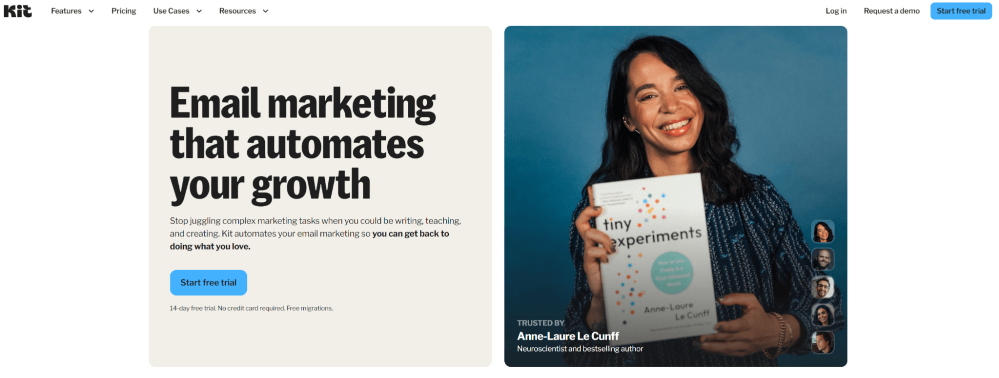 Mailchimp alternatives: Kit home page