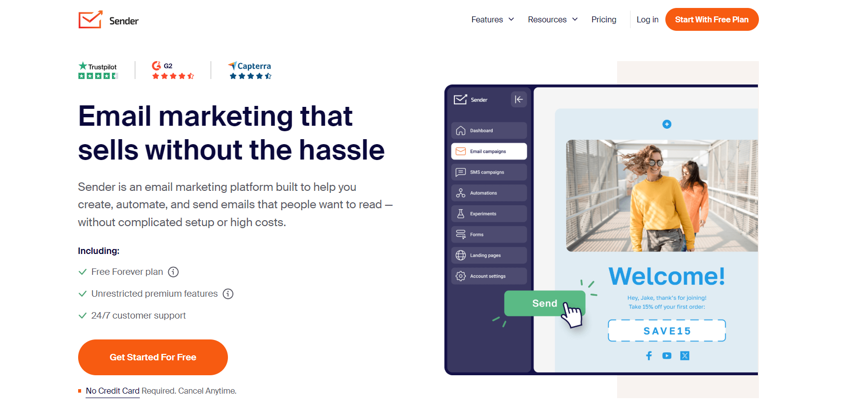 Email automation: Sender home page