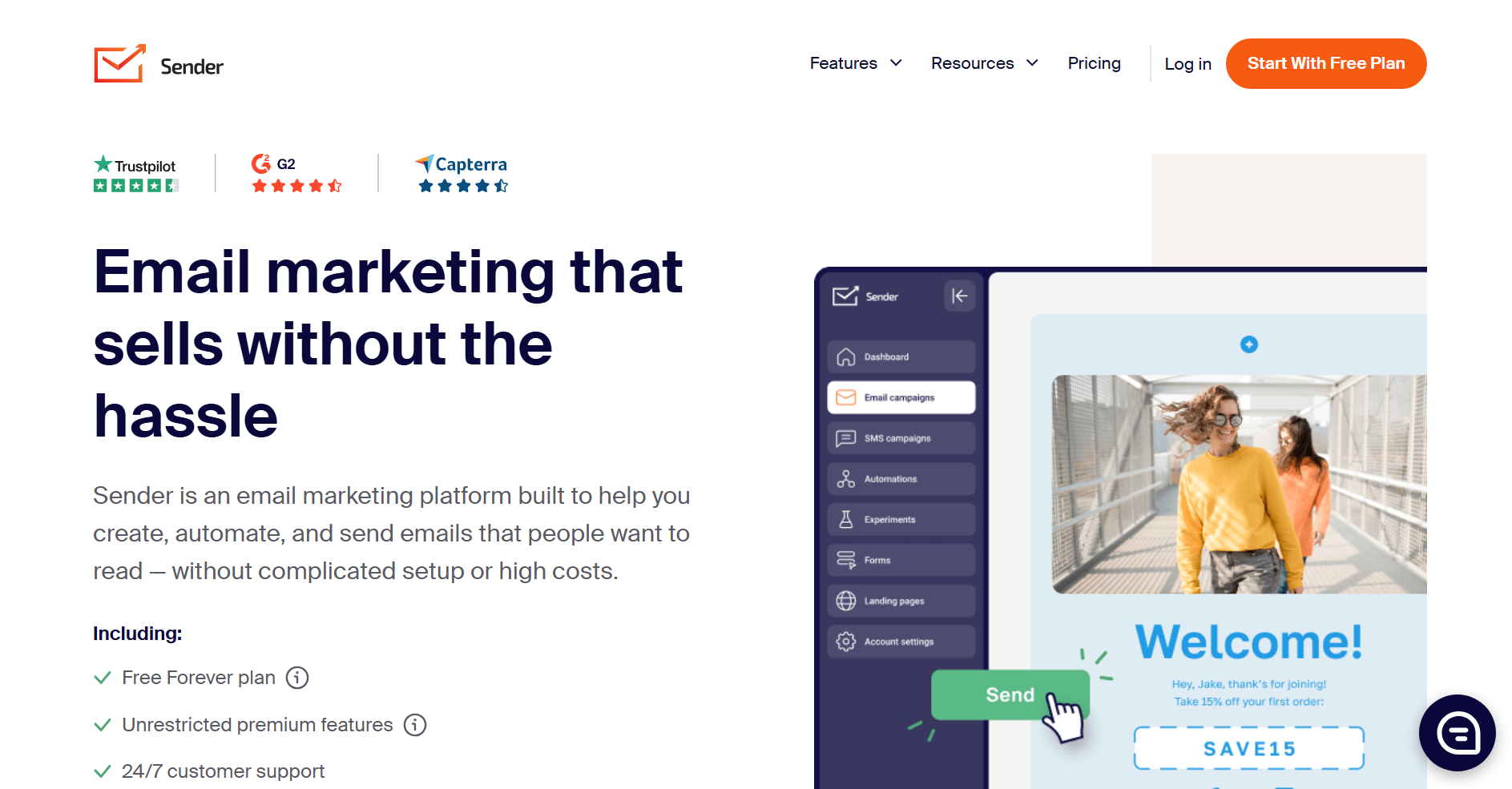 Mass texting service: Sender home page