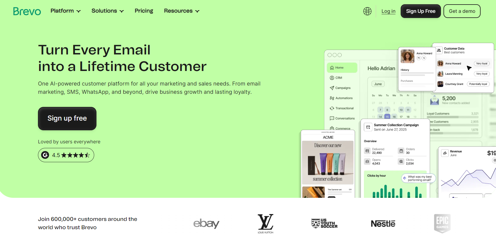 Email automation: Brevo home page