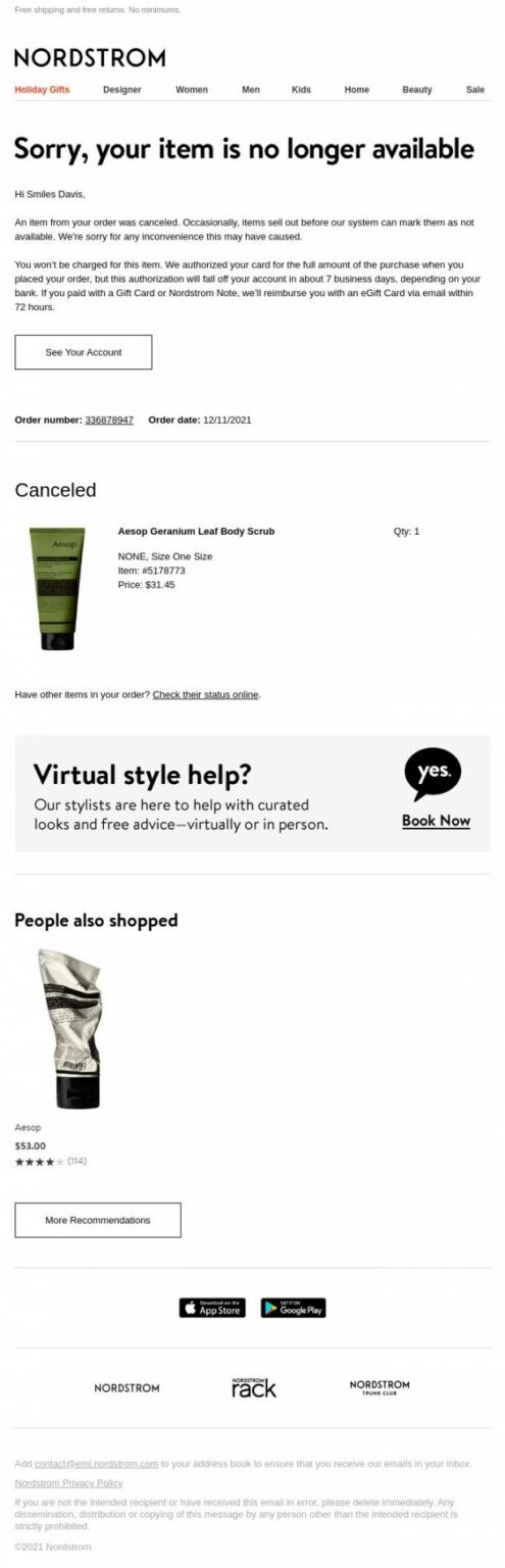 Stock Email Example 7 Out-of-Stock Email Examples That Recover Sales