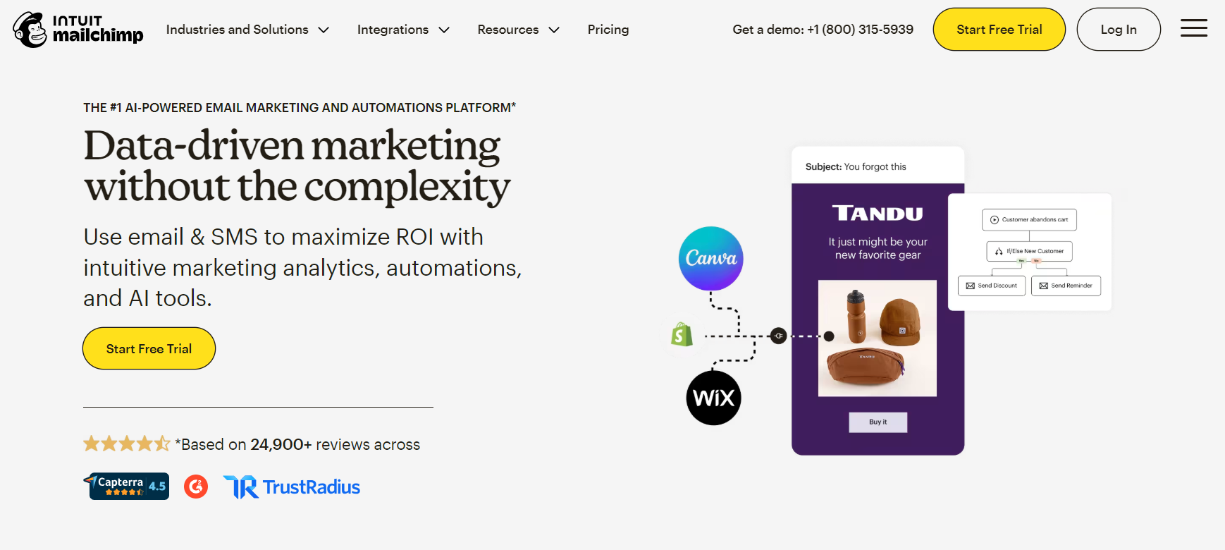 Email automation: Mailchimp home page