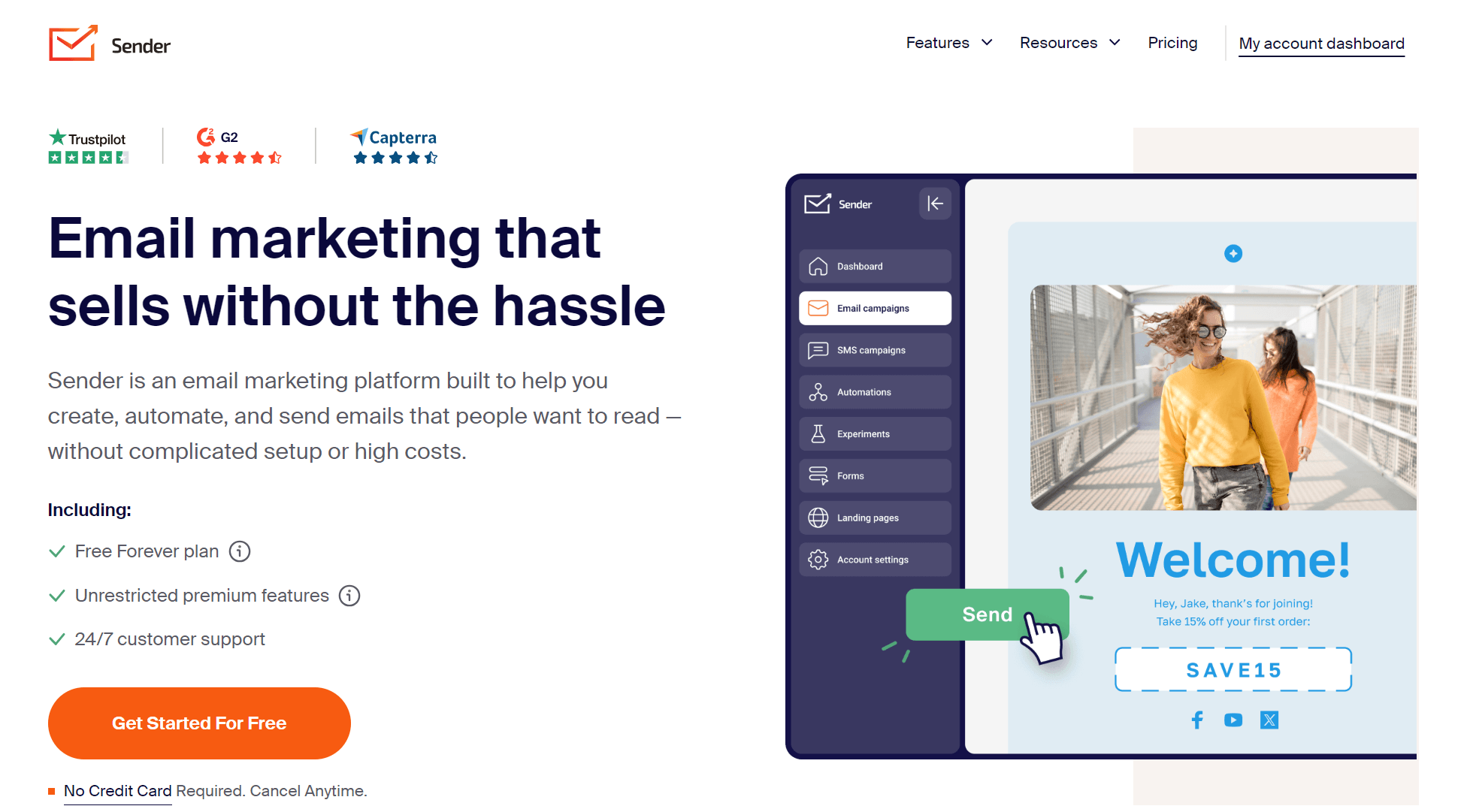 Mailchimp alternatives: Sender home page
