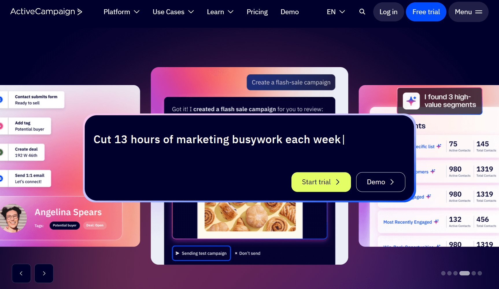 Email automation: ActiveCampaign home page