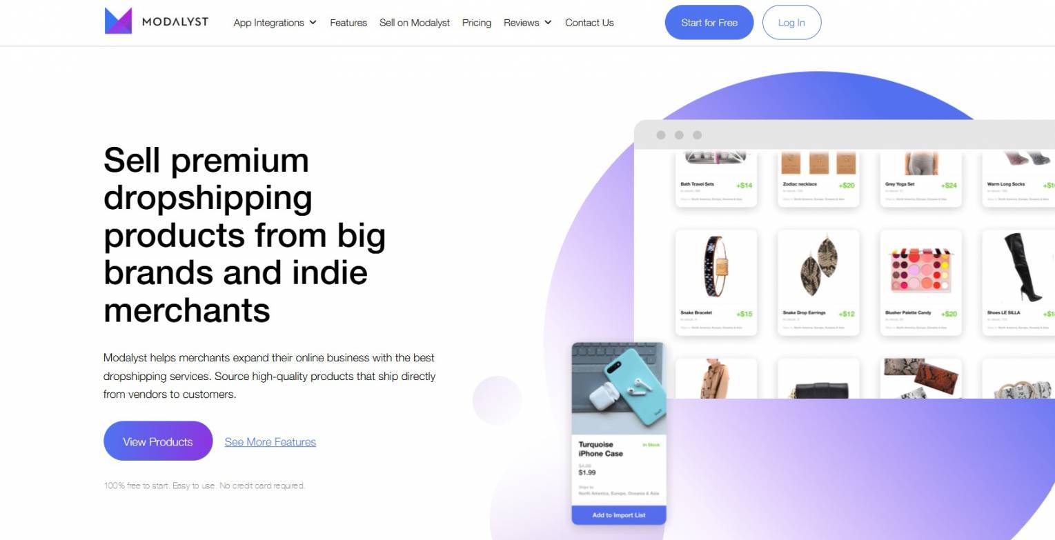 Dropshipping pet products: Modalyst home page