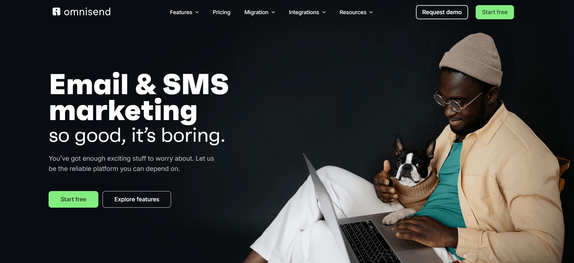 Email marketing campaign: Omnisend home page