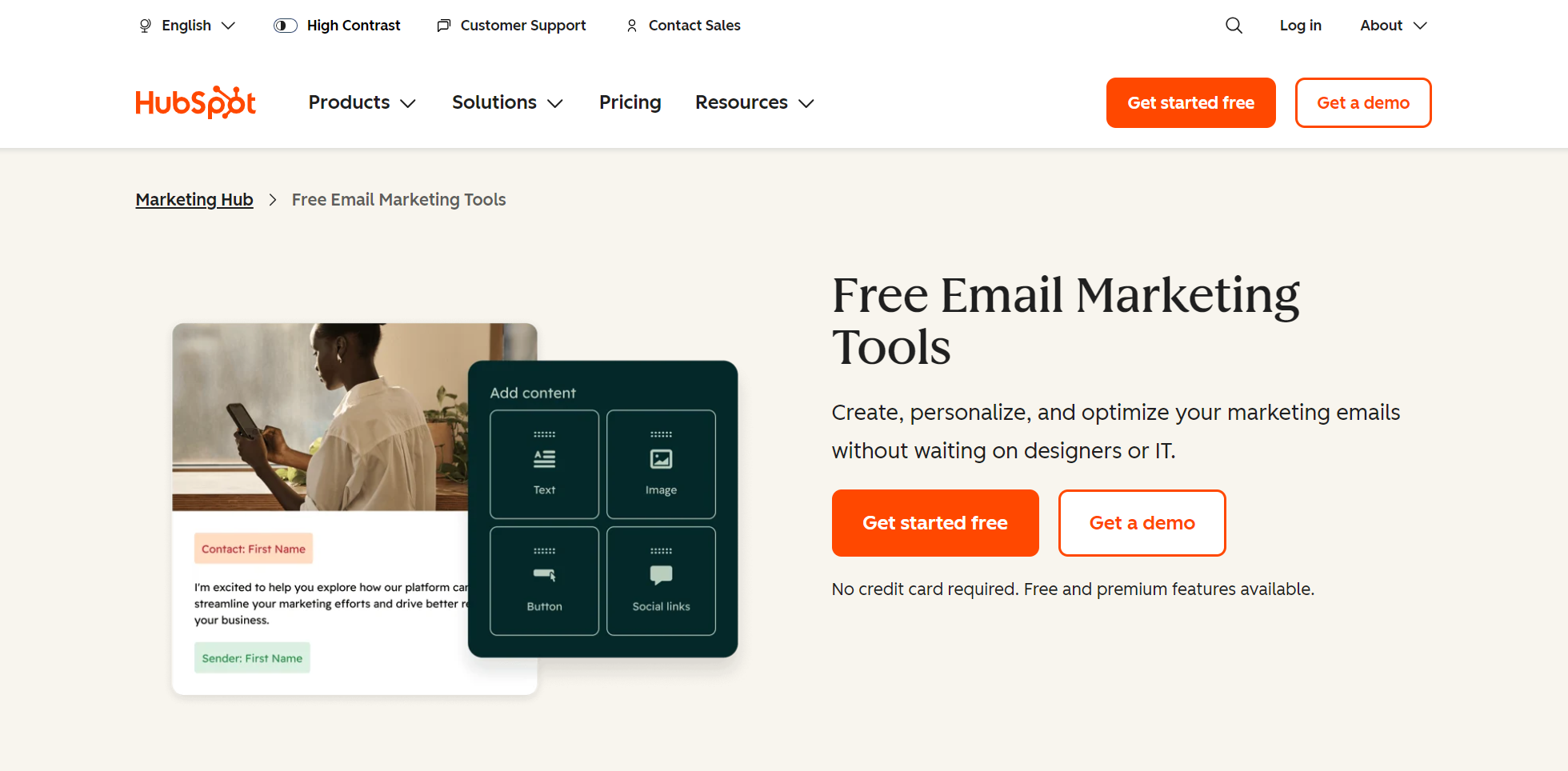 Mailchimp alternatives: HubSpot home page