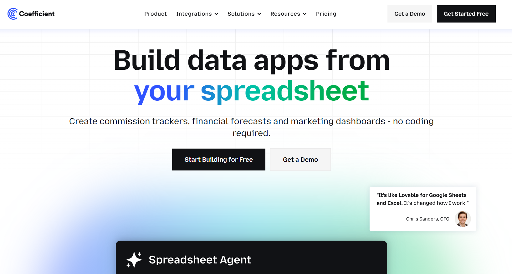 Coefficient building data apps from spreadsheets
