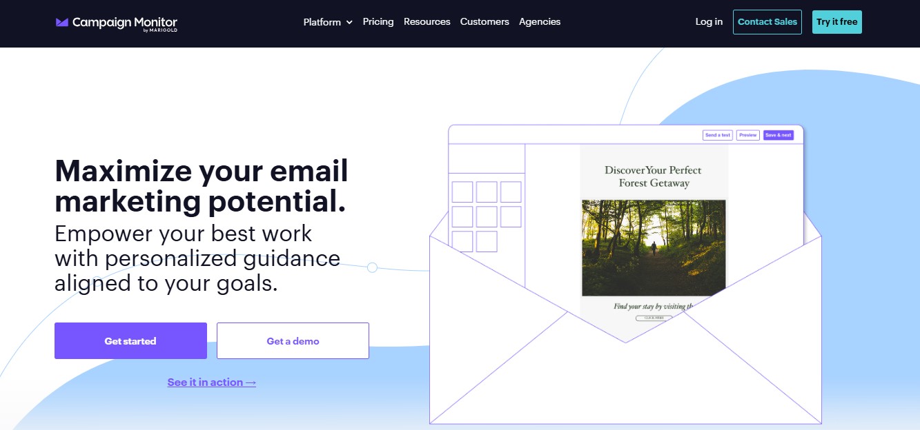 Moosend alternatives: Campaign Monitor home page