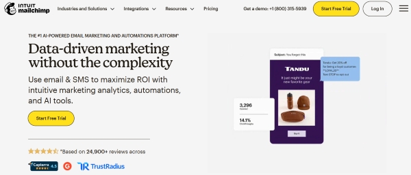 Drip alternatives: Mailchimp home page
