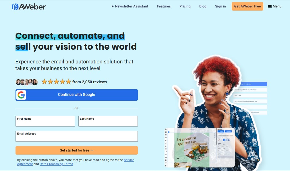 Moosend alternatives: AWeber home page
