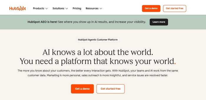 Drip alternatives: HubSpot home page
