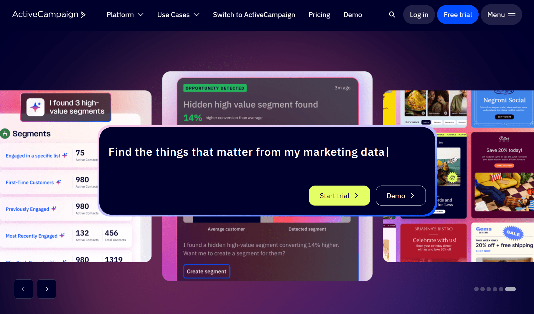 Kit alternatives: ActiveCampaign home page