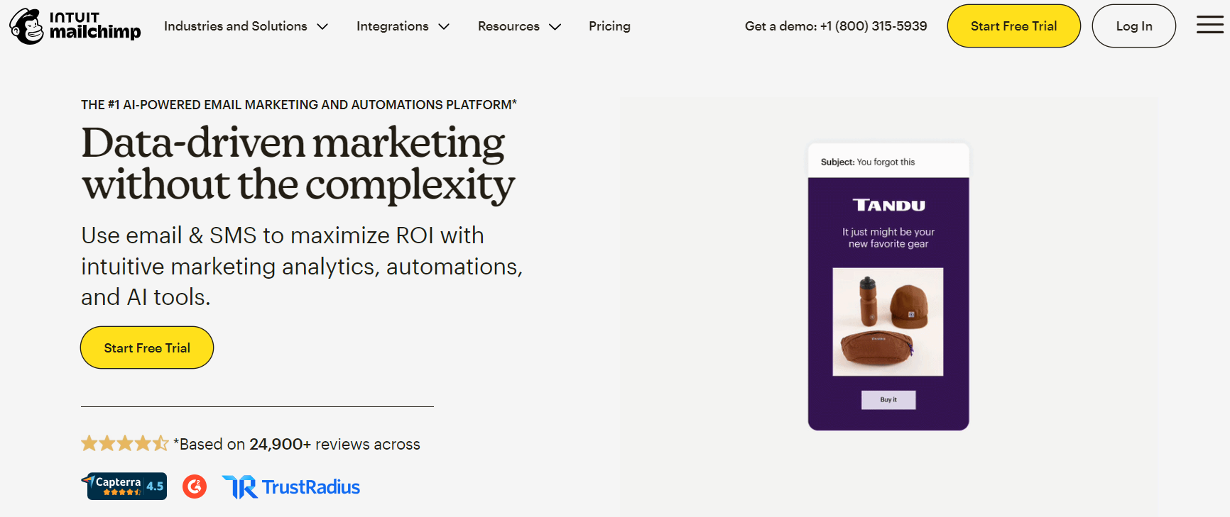 Sender alternatives: Mailchimp home page
